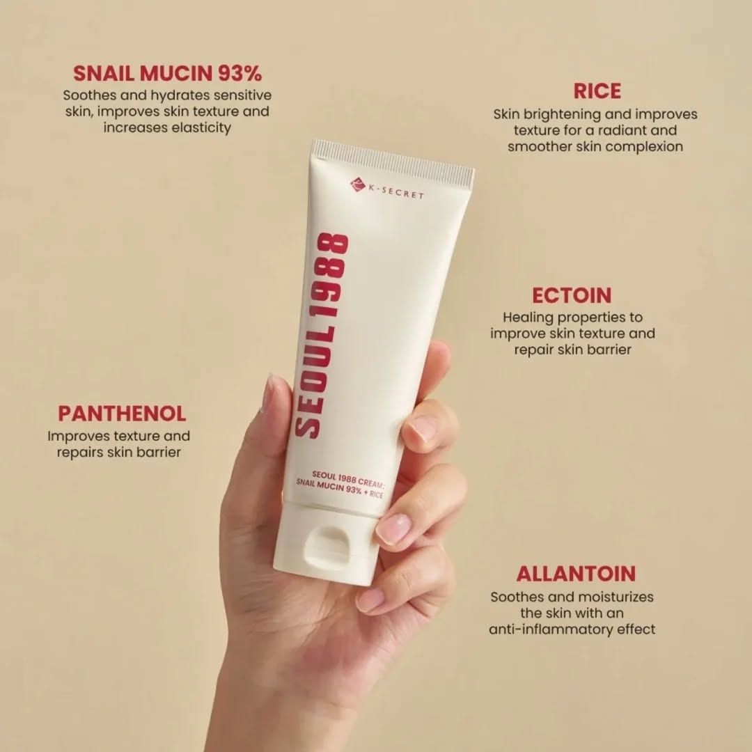 K-SECRET SEOUL 1988 Cream : Snail Mucin 93% + Rice 100ml